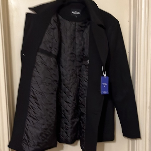 NWT Men's Classic Notched Collar Double Breasted Wool Blend Pea Coat - Picture 5 of 7